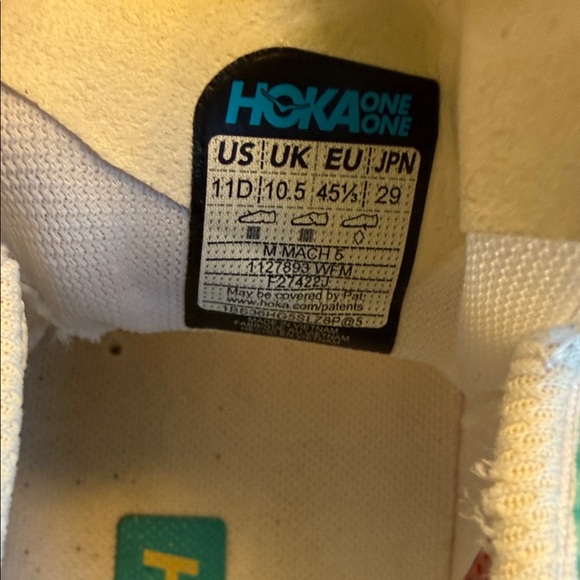 Hoka Cream and Blue Athletic Shoes - Picture 2 of 15